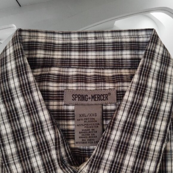 SPRING + MERCER MEN LONG SLEEVE HIDDEN FRONT BUTTONS CASUAL DRESS SHIRT -  XXL - Picture 2 of 7